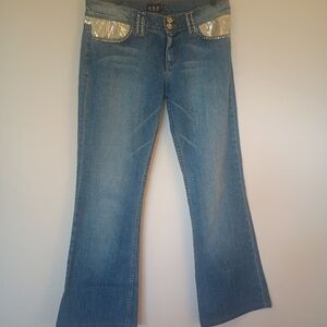 Vintage Gold and Studded Flared Jeans By ABS Allen Schwartz size 31